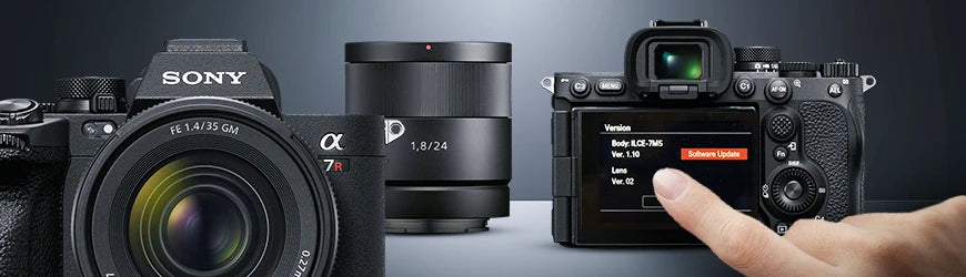 Sony firmware updates - Sony Alpha camera with software update screen