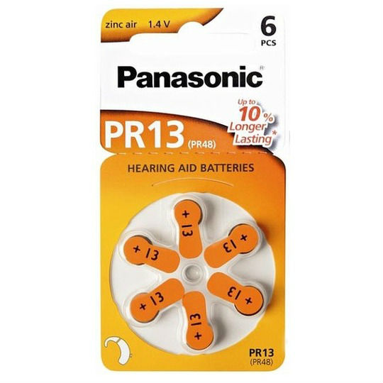 Panasonic PR13 (PR48) Piles pour Appareil Auditif, 6 Pièces