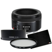 Canon EF 50mm f/1.8 STM + lens hood + protection filter + lens cloth