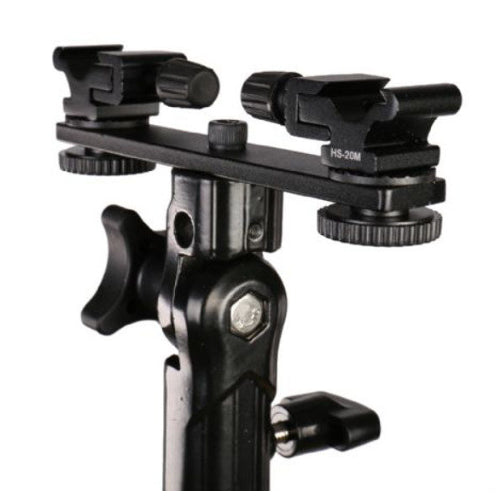 Support inclinable Falcon Eyes Double monture + 2 griffes de Flash CLD-14A