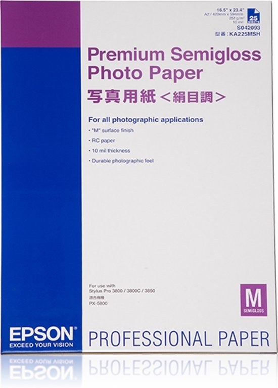 Epson Premium Semigloss Photo A2 25 feuilles