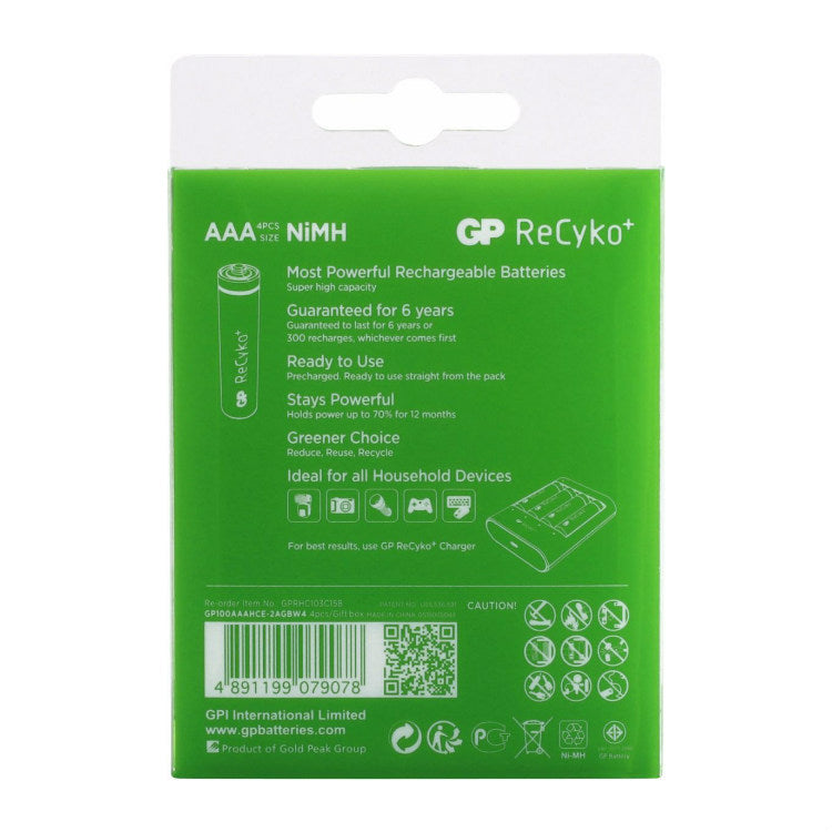 GP NiMH ReCyko + AAA 950 blister 4