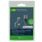 Câble de charge et de synchronisation GP CB03, connecteur Micro USB + Lightning 2 en 1