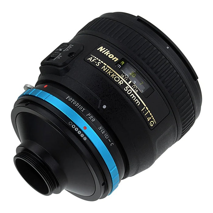 Fotodiox Pro Objectif Adaptateur Nikon F Monture G-Type D/SLR Objectif vers C-Mount (1" Vis Monture) Cine & CCTV (avec Built-In Aperture Control Dial) (NikG-C-Pro)