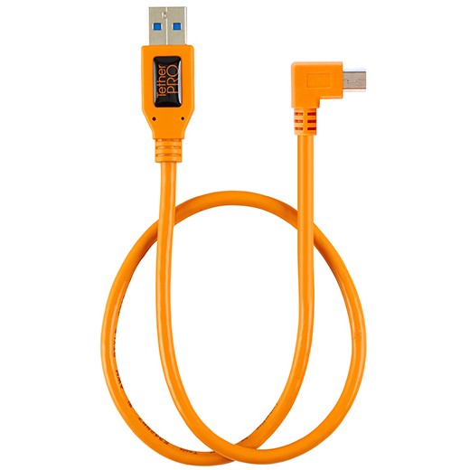 Tether Tools TetherPro USB 2.0 vers Mini-B 5-pin Adaptateur à angle droit "Pigtail", 20 "(50 cm), High-Visibilty Orange
