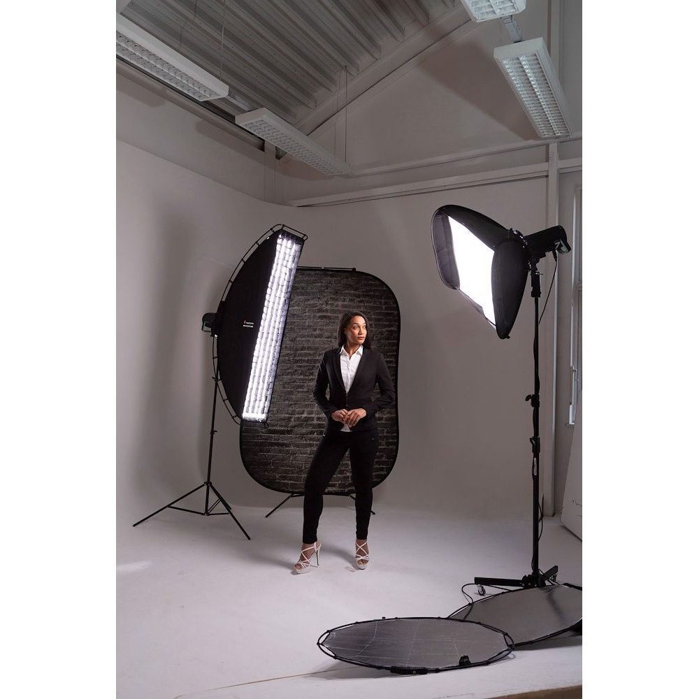 Manfrotto Urban collapsible backdrop 1.5x2.1m painted white/industrial grey brick
