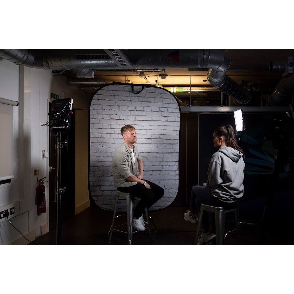 Manfrotto Urban collapsible backdrop 1.5x2.1m painted white/industrial grey brick