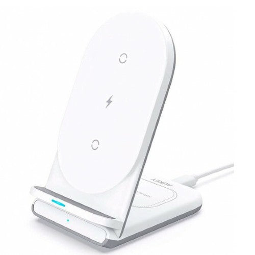 Aukey Aircore Support de recharge sans fil 2-en-1 blanc