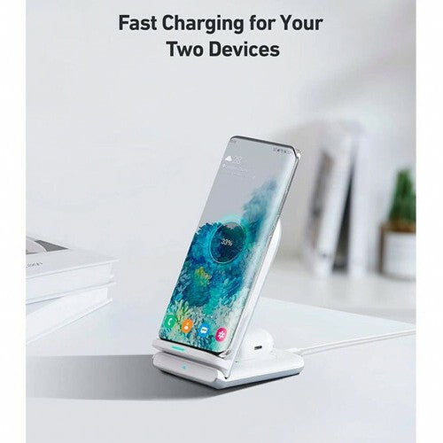 Aukey Aircore Support de recharge sans fil 2-en-1 blanc