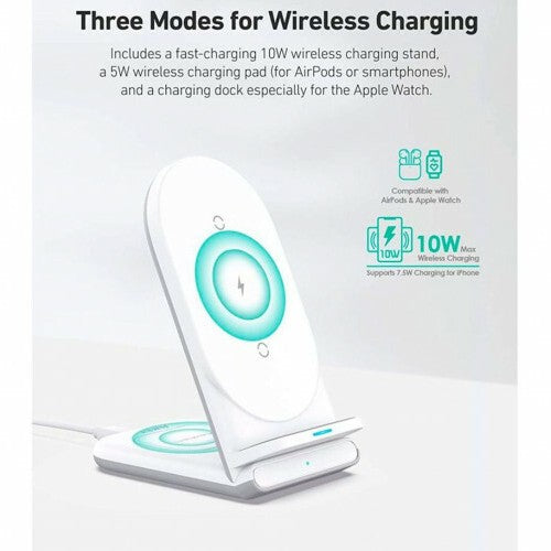 Aukey Aircore Support de recharge sans fil 2-en-1 blanc