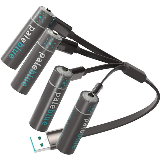 Pale Bleu 4x AA Batteries Rechargeables Lithium Ion