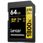 Lexar Professional SDXC 64 Go BL 1800x UHS-II V60 Doré