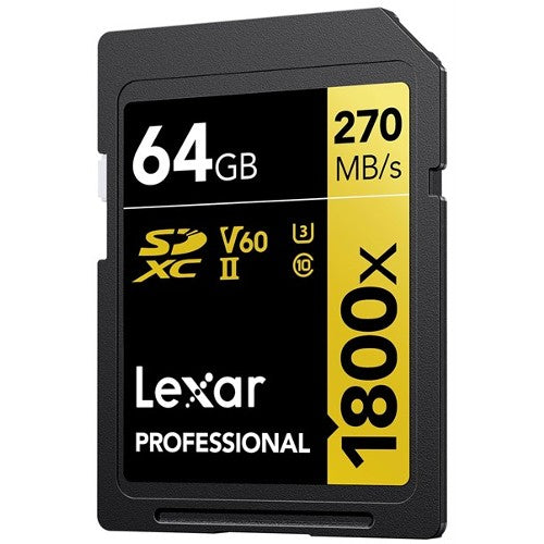 Lexar Professional SDXC 64 Go BL 1800x UHS-II V60 Doré