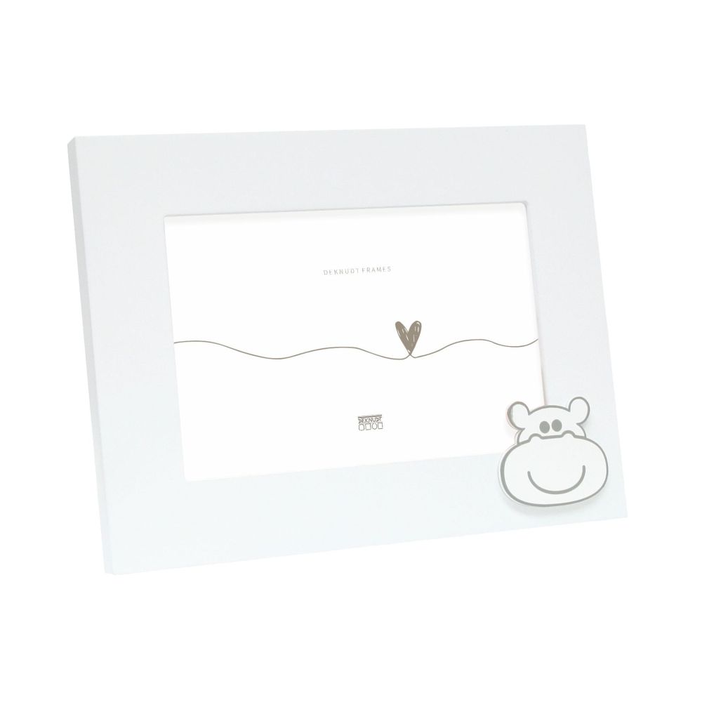 Cadre Deknudt Baby en blanc avec motif hippopotame 13x18 S66RK1