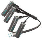 Pale Blue 4x AAA Lithium 1.5V Rechargeable Battery with USB-C