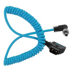 Kondor Blue Coiled D-Tap To Lock DC 2.1mm Angled Câble (Atomos Ninja/Shogun)