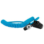 Kondor Blue Coiled D-Tap To Lock DC 2.1mm Angled Câble (Atomos Ninja/Shogun)