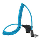 Kondor Blue Coiled D-Tap To Lock DC 2.1mm Angled Câble (Atomos Ninja/Shogun)