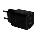 Chargeur Mural Celly Noir Label USB-C + Port USB, 20W