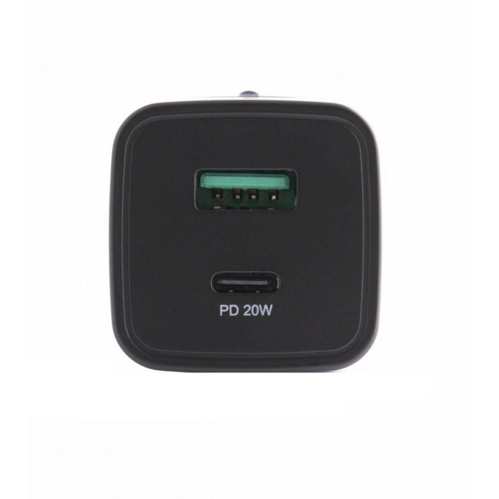 Chargeur Mural Celly Noir Label USB-C + Port USB, 20W