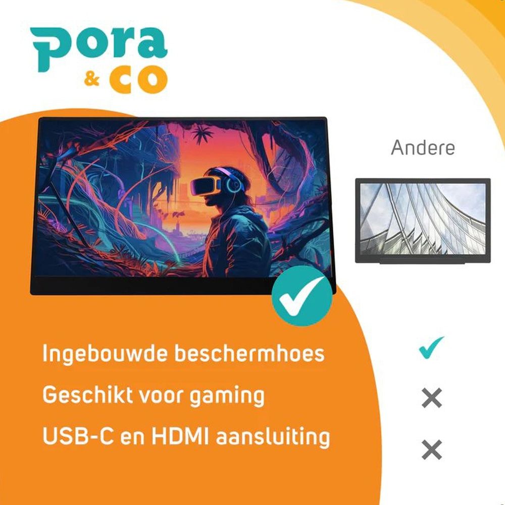 Pora&Co Moniteur portable 18,5 pouces