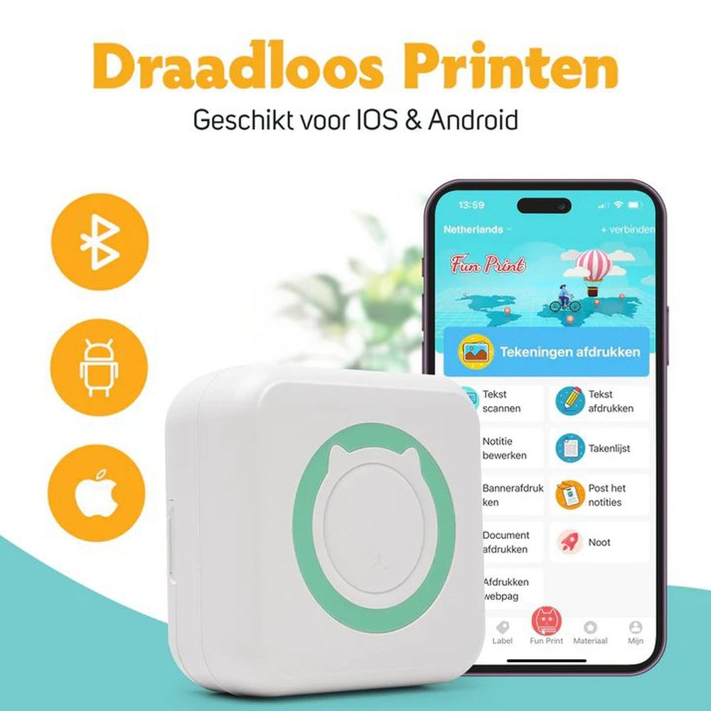 Pora&Co Mini imprimante photo pour smartphone, verte