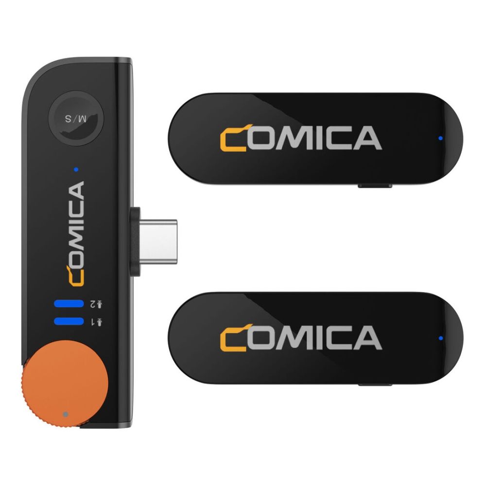 Comica Microphone sans Fil pour Smartphone 2,4GHz 2 Émetteurs USB-C