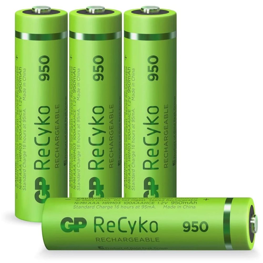 GP NiMH ReCyko AAA 950mAh 1,2V Rechargeable, 4 Pièces