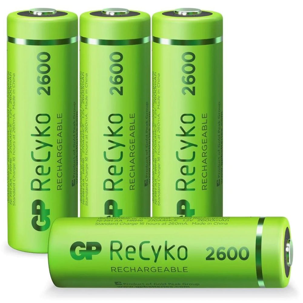 GP NiMH ReCyko AA 2600mAh 1,2V Rechargeable, 4 Pièces