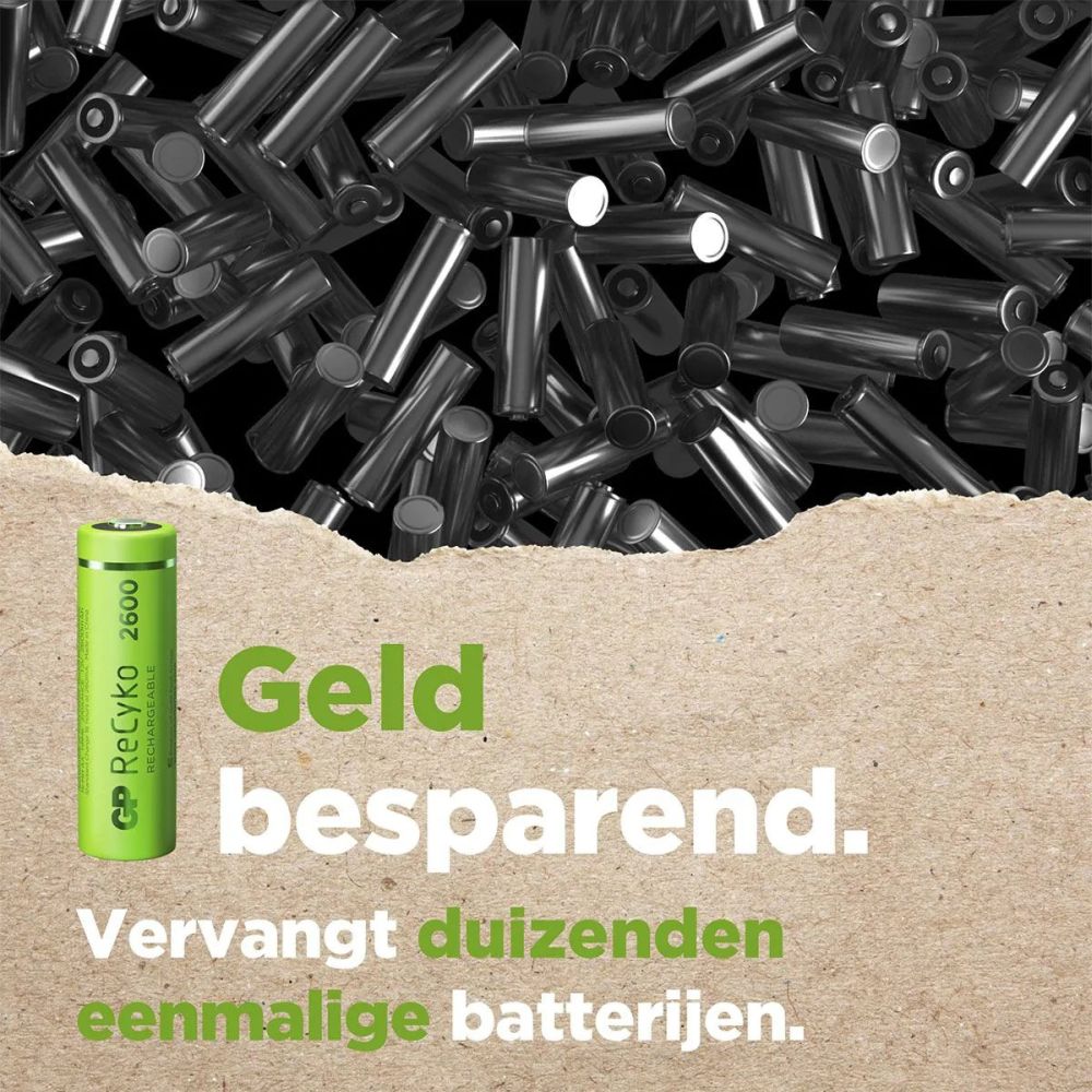 GP NiMH ReCyko AA 2600mAh 1,2V Rechargeable, 4 Pièces