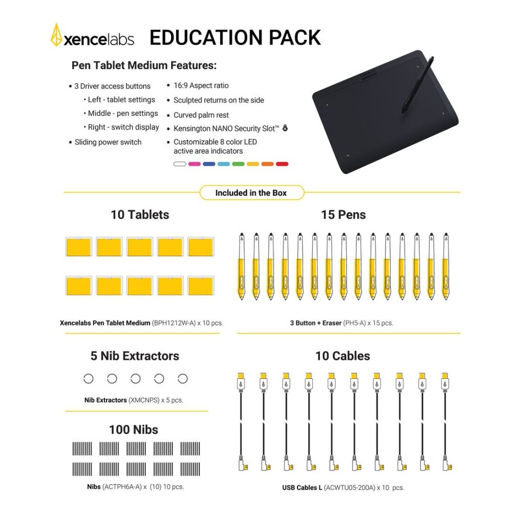 Xencelabs Tablette à Stylet M Education Pack