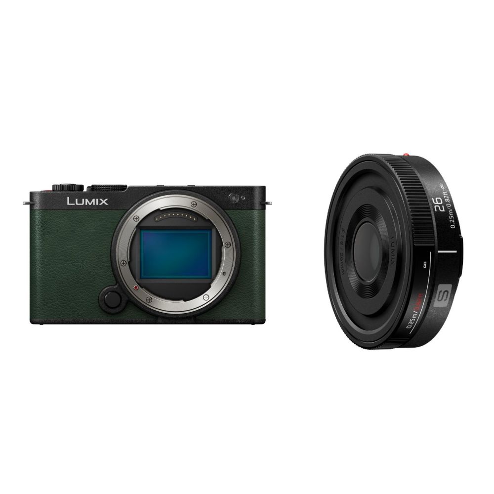 Panasonic Lumix S9 Boîtier Foncé Olive + Lumix S 26mm f/8 Mise au point manuelle