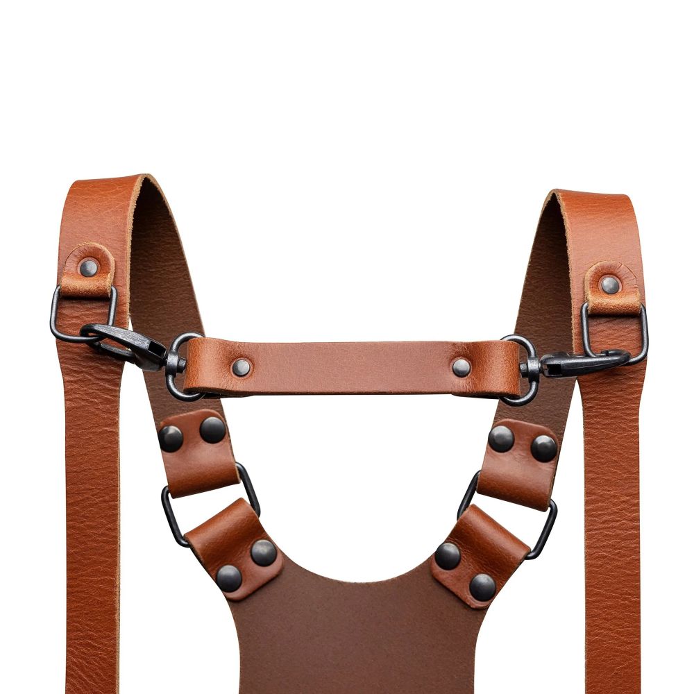 La sangle de poitrine Hantler Cognac / Laiton, large 33cm