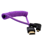 Kondor Blue Gerald Undone Full HDMI To Angled Micro-HDMI Câble 12"-24" Curled (Violet) - Left Corner (Sony/Fuji)