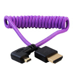 Kondor Blue Gerald Undone Full HDMI To Angled Micro-HDMI Câble 12"-24" Curled (Violet) - Left Corner (Sony/Fuji)