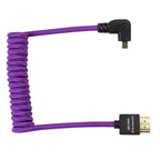 Kondor Blue Gerald Undone Full HDMI To Angled Micro-HDMI Câble 12"-24" Curled (Violet) - Left Corner (Sony/Fuji)