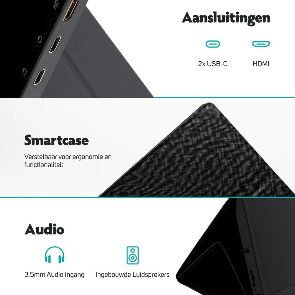 Pora&co Moniteur portable à écran tactile 14 pouces