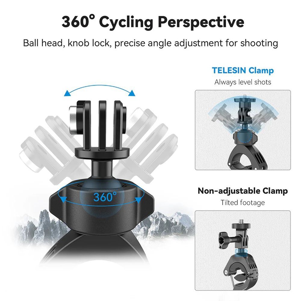 Support de tube de vélo Telesin rotatif à 360
