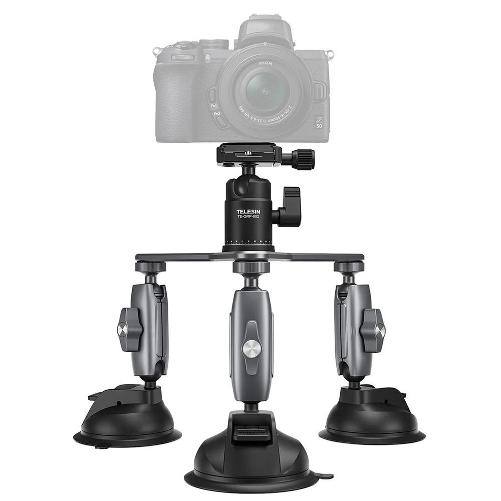 Telesin 3-Arm Ventouse Monture pour GoPro+appareil photo (avec 3 ventouses)