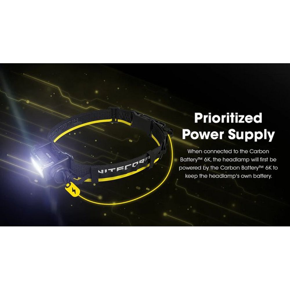 Kit d'autonomie de Lampe Frontale Nitecore Carbon Batterie 6K Extended Headlamp