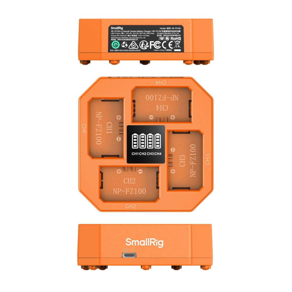 SmallRig 4839 NP-FZ100 Chargeur de batterie pour caméra à 4 canaux
