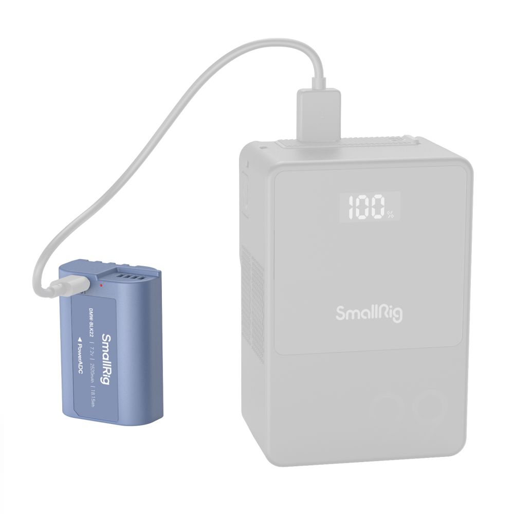 SmallRig 4906 DMW-BLK22 Batterie Rechargeable USB-C pour Appareil Photo, Bleu