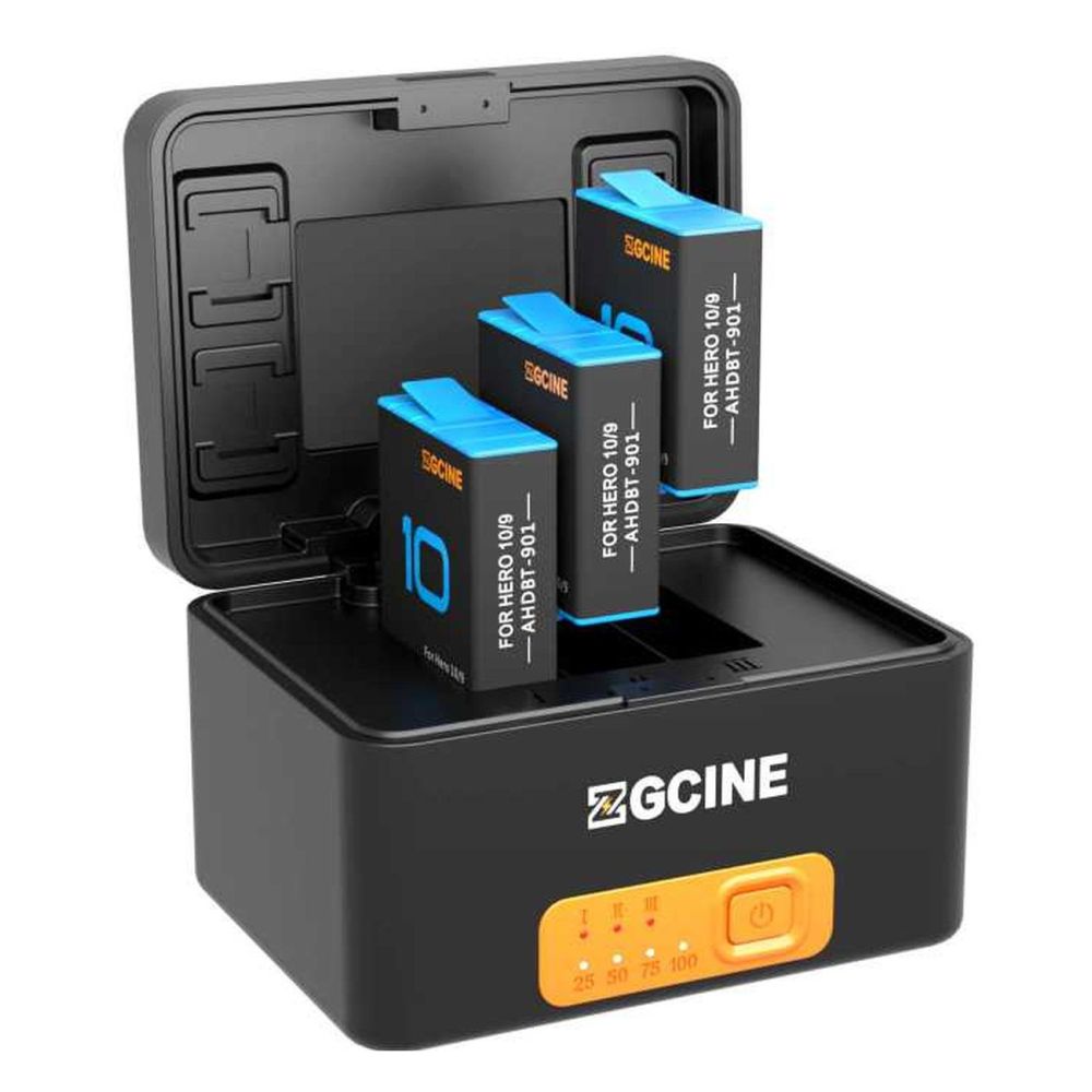 ZGCINE Étui de chargement de la batterie GoPro + 3x la batterie 901