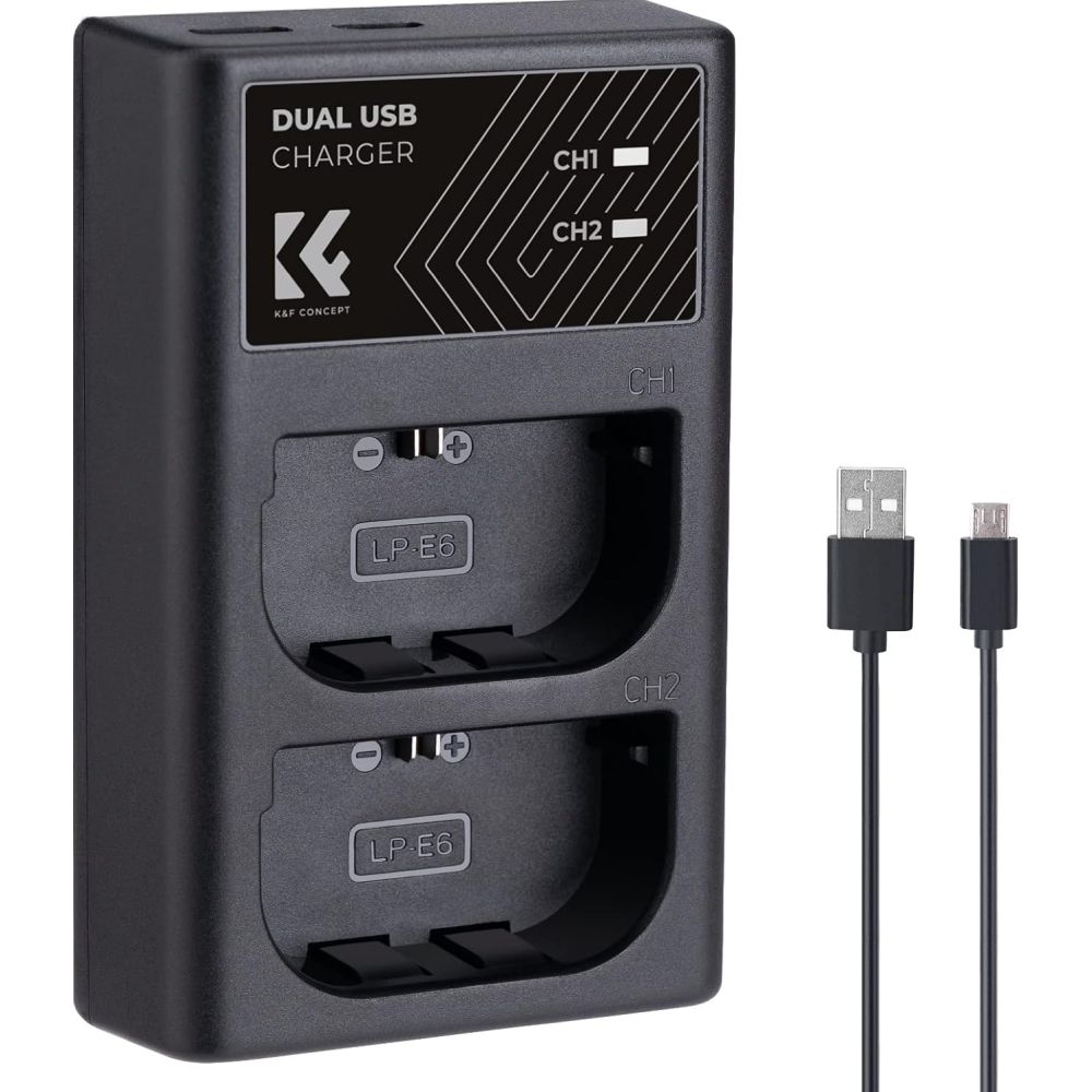 K&F Concept LP-E6NH Chargeur de batterie double USB-C