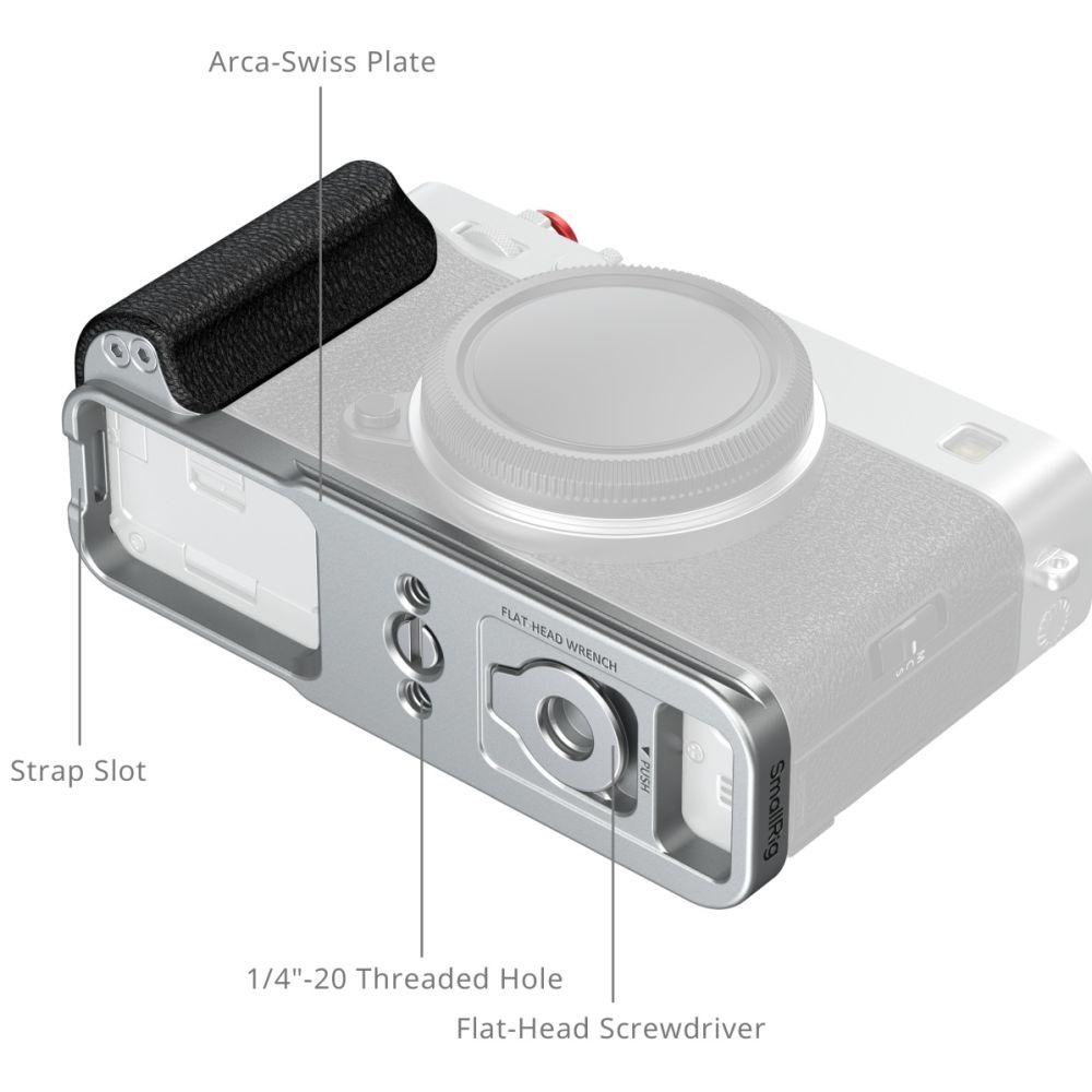 SmallRig 5447 L-Shaped Mount Plate with Silicone Handle for Fujifilm X-E5, silver