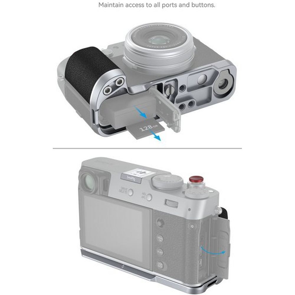 SmallRig 4555B Plaque de Montage en L avec Poignée pour FUJIFILM X100VI / X100V (Argent)