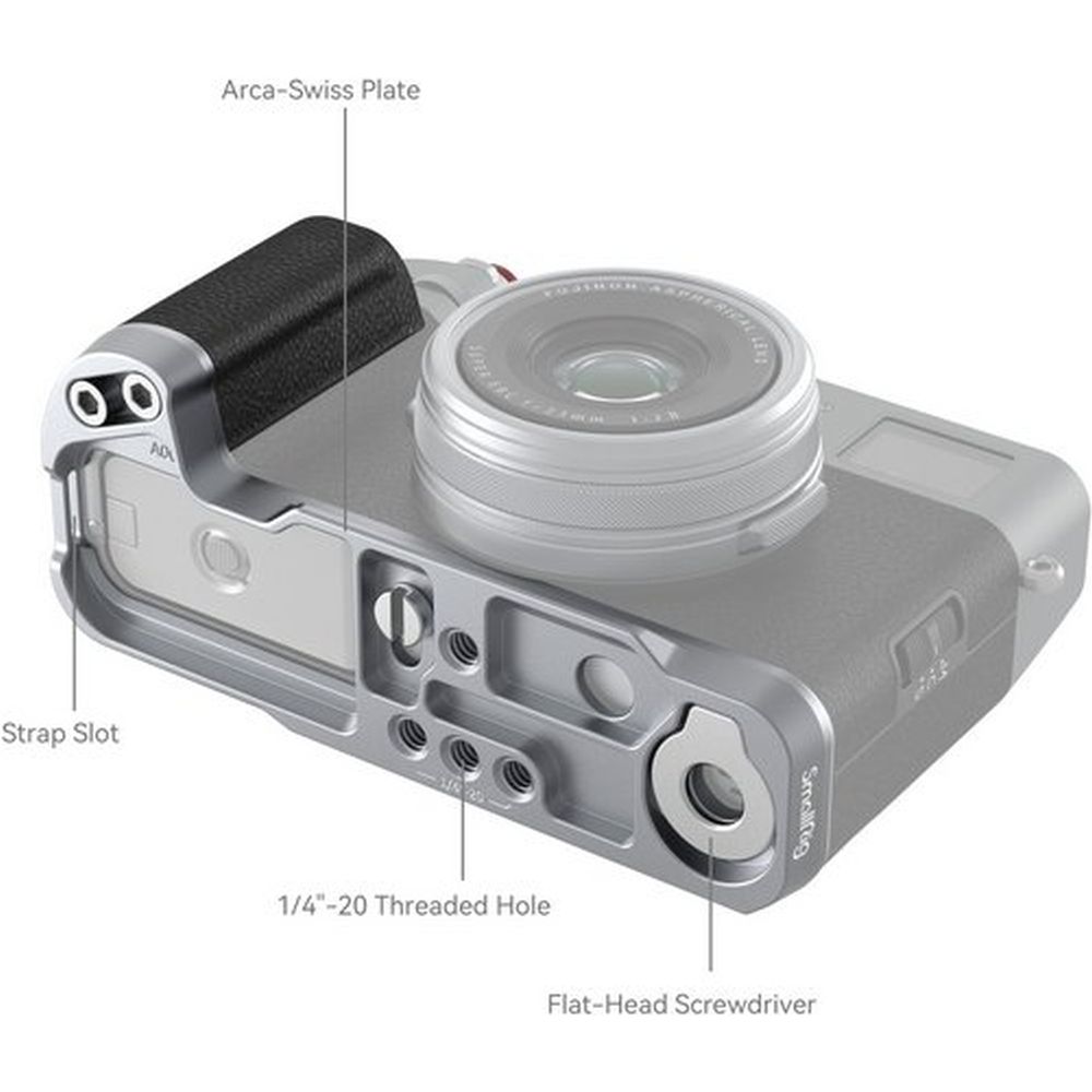 SmallRig 4555B Plaque de Montage en L avec Poignée pour FUJIFILM X100VI / X100V (Argent)