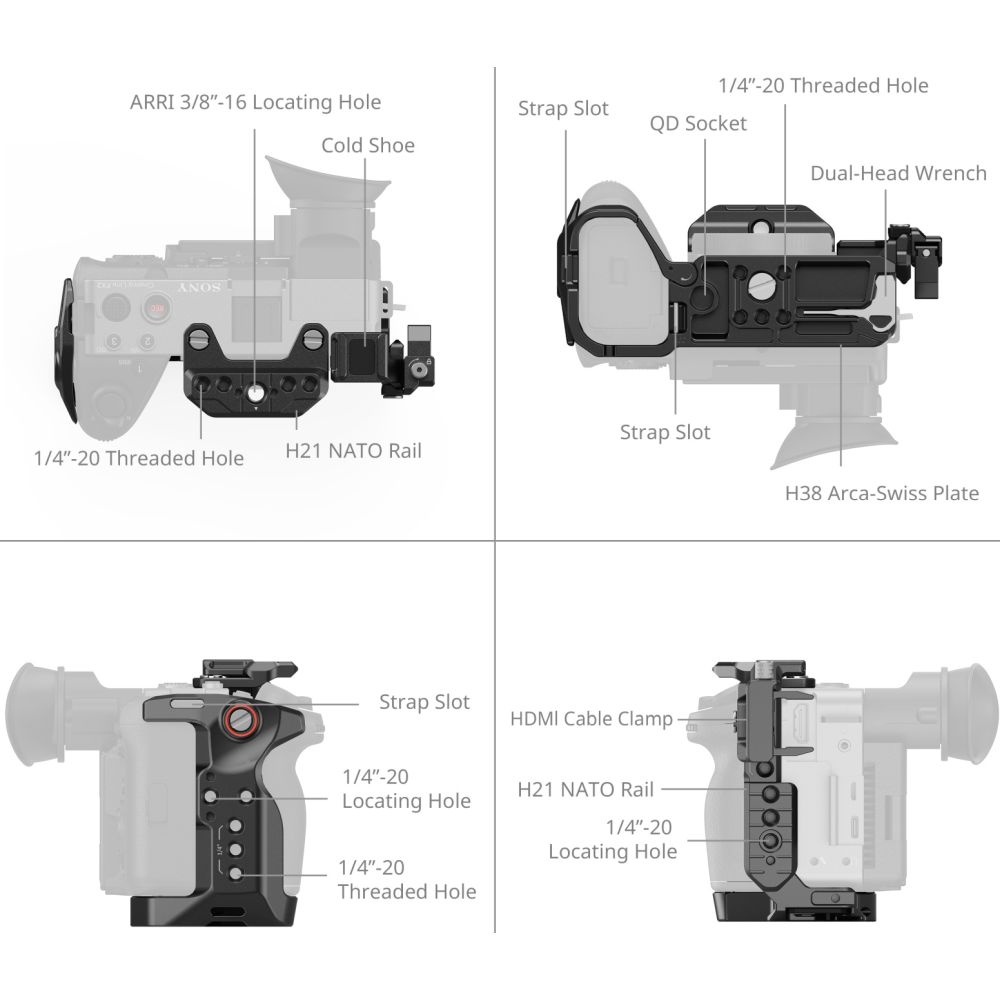 SmallRig 5590 Advanced Cage Kit avec Batterie Plate pour Sony FX2