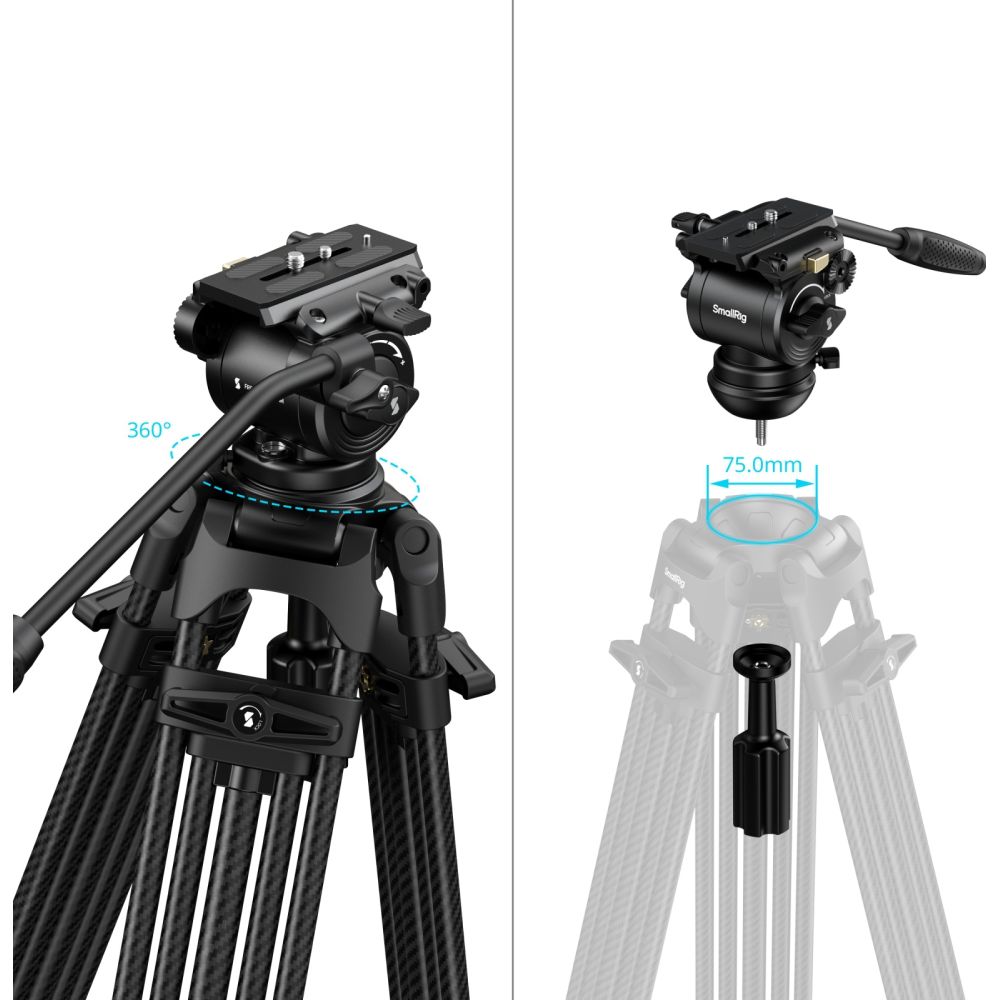 Trépied robuste en fibre de carbone SmallRig 5443 FSD14 FreeSpeed