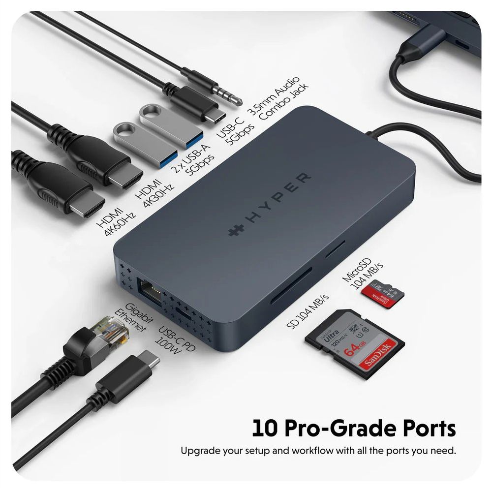 Hub Hyper USB-C HyperDrive Dual 4K HDMI 10 en 1